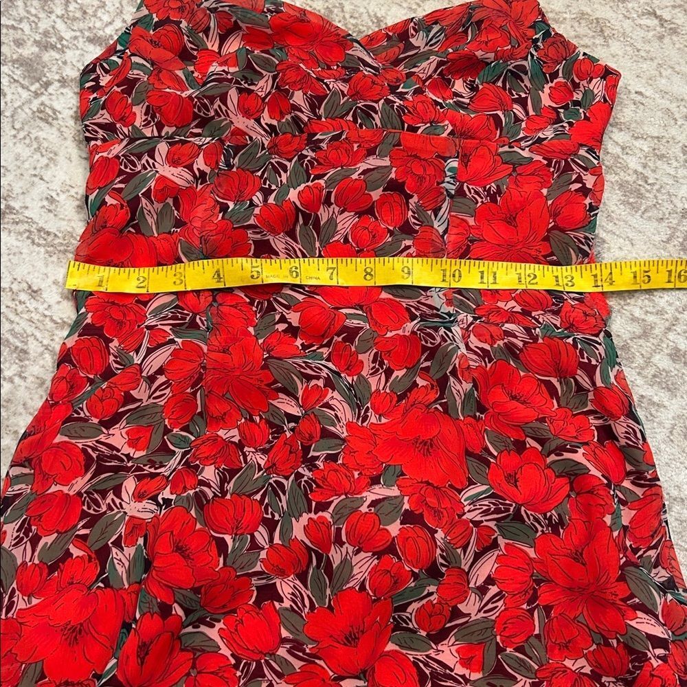 SUPER DOWN Hadley Cami Dress Womens Red Floral Sleeveless Mini Flounce smaller - Picture 8 of 12
